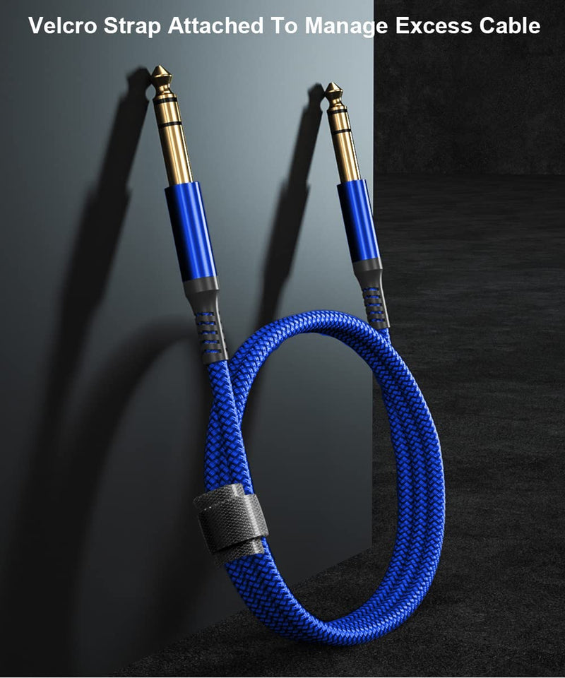 [AUSTRALIA] - Elebase 1/4 Inch TRS Instrument Cable 20ft 2-Pack,Straight 6.35mm Male Jack Stereo Audio Interconnect Cord,6.35 mm Balanced Line for Electric Guitar,Bass,Keyboard,Mixer,Amplifier,Amp,Speaker,Equalizer 20 ft Blue 