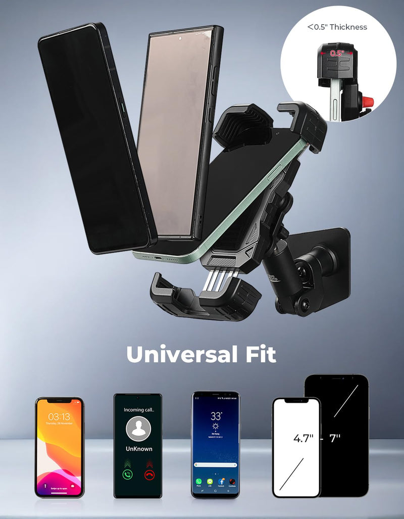KEMIMOTO X3 Phone Mount, Anti-Vibration Dampener Cast-Aluminum Mount Dashboard One-Hand Operation Secure Lock 360° Adjustable Cell Phone Holder, Compatible with Can-Am Maverick X3 and MAX Models Phone Mount with Vibration Dampener