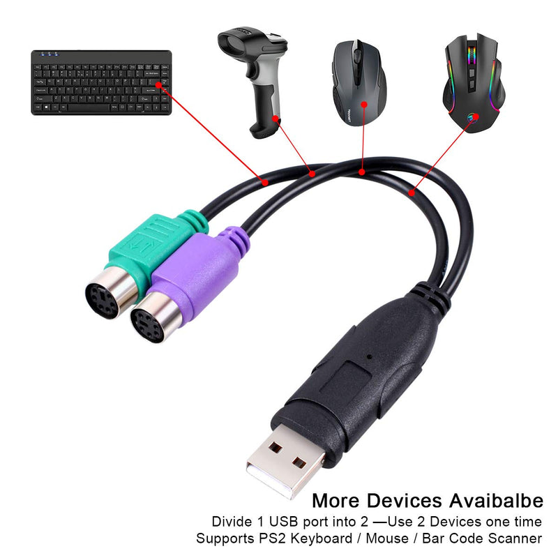 [AUSTRALIA] - UCEC PS/2 to USB Adapter Converter for PS2 Keyboard Mouse Black PS/2 to USB 