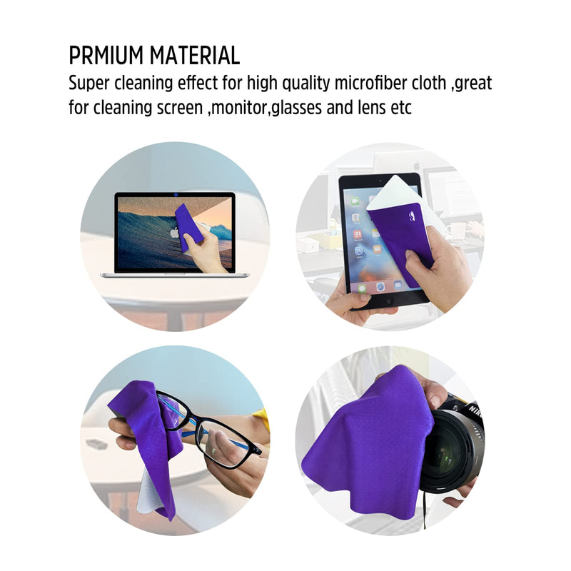 Bilymate Sticky Travel Mouse Pad, Multi-Functional Microfiber Mouse Pad for Laptop, Portable & Washable Keyboard Cover and Monitor Microfiber Cleaning Cloth All in One-Purple Purple