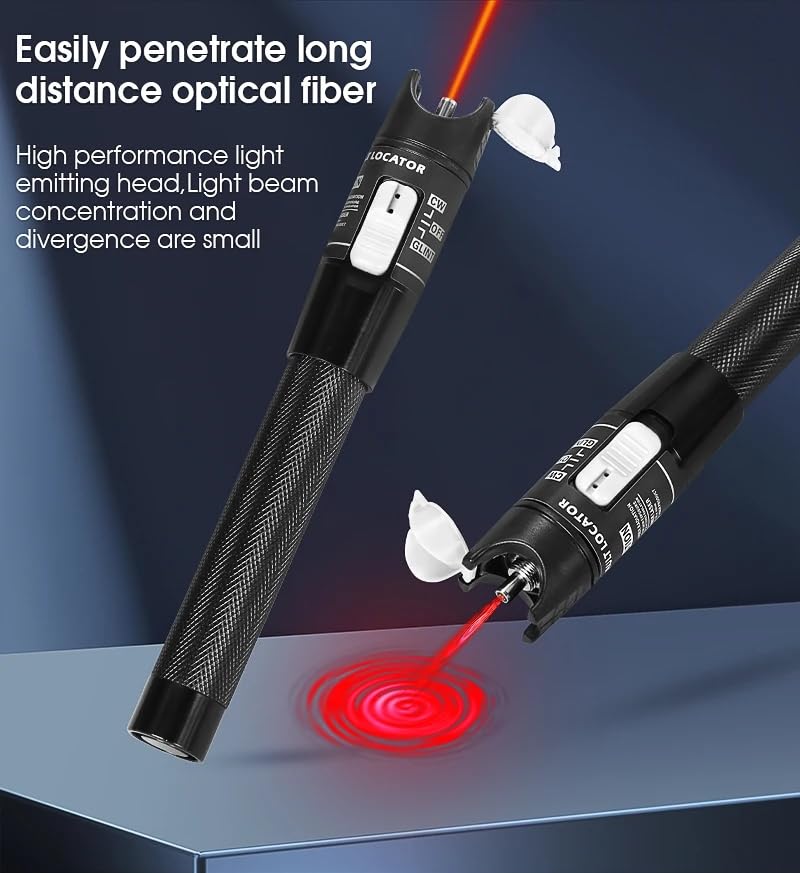 Guakiili 80MW FTTH Fiber Optic Cable Tester, Optical Fiber Error Locator for a Range of 80 Km, Fiber Optic Tester Supports SC/FC/ST 2.5mm Adapter