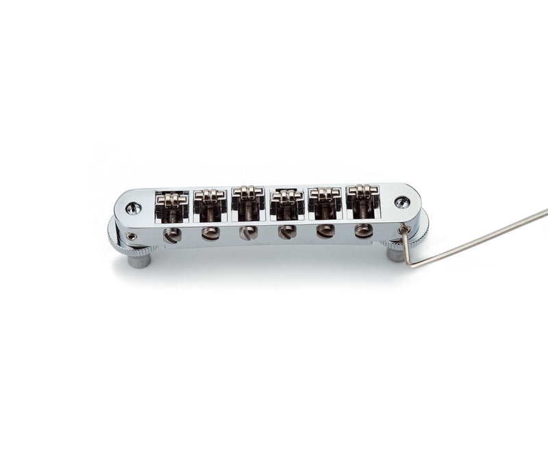 Guyker Tune-O-Matic Roller Saddle Bridge - String Space 10.5mm Guitar Bridges with Post Hole 4.2mm Replacement Compatible with Les Paul LP SG 6 String Electric Guitar GM015, Chrome