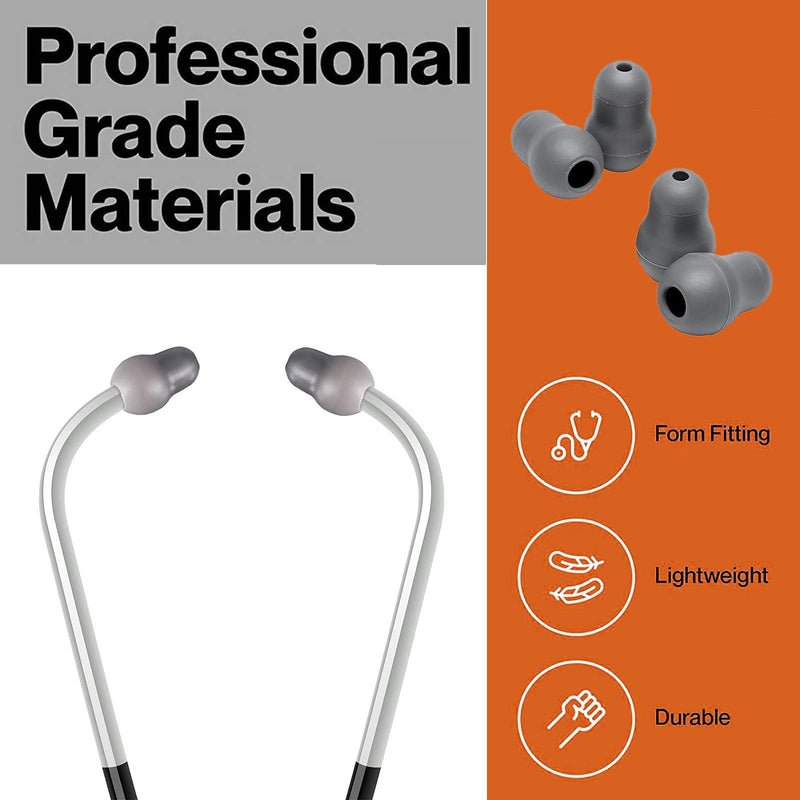 Stethoscope Ear Tips Replacement for Littmann Stethoscopes Compatible with MDF Stethoscope Ear Pieces Classic 3 Cardiology 3 & Cardiology 4, Cardiology III & IV & Littmann Stethoscope Parts (Grey)