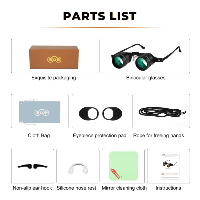 [AUSTRALIA] - BIJIA 3X Opera Binocular Glasses,Hands-Free Lazy Glasses Binoculars Lightweight for Fishing,Bird Watching,Tv,Sports,Concerts,Theater,and Sightseeing,for Adults Men Women(Upgraded HD Green Film) 