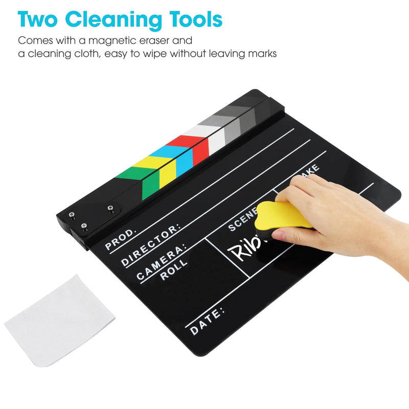 [AUSTRALIA] - Acrylic Movie Film Directors Clapboard, Photography Video TV Cut Action Scene Slate Clapper Board Props, Black 