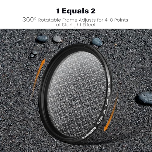 Walking Way 82mm Variable Star Filter, 4/8 Point for Camera Lens