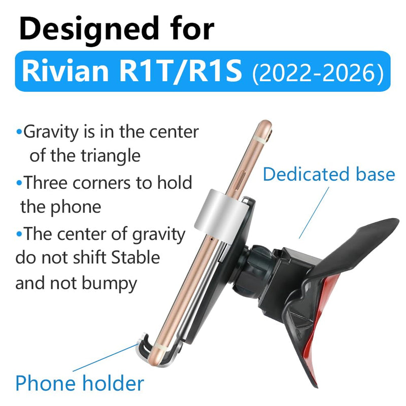 Car Phone Holder for Rivian R1S R1T 2022 2023 2024 2025 2026 Auto Interior Accessories Best Cell Phones Mount Cellphone Mobile Cradle Charging Navigation Bracket Screen Stand Accessory
