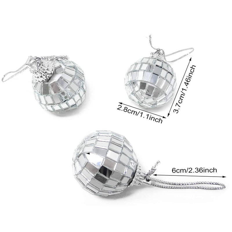 Honbay 12PCS Mirror Disco Ball Tree Ornament Decoration with Fastening Strap for Home and Party (1.1 Inch)