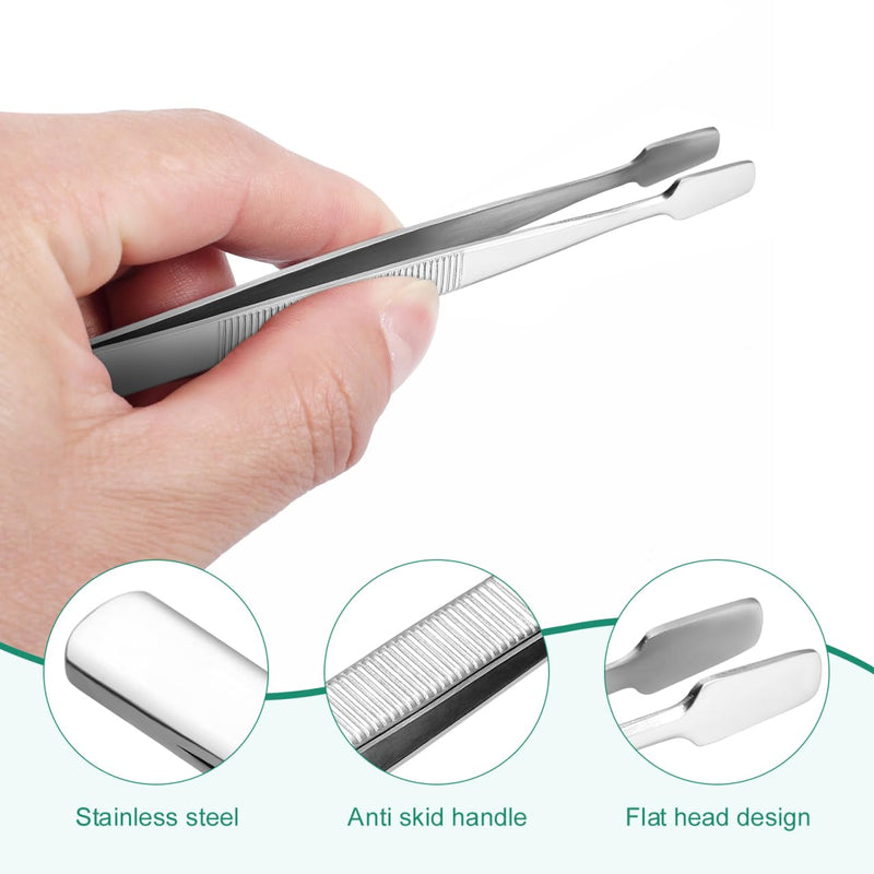 iplusmile Stamp Tweezers Set: 2 Pieces Stainless Steel Flat Wide Tweezers for Stamps, Photo Development, Craft Production