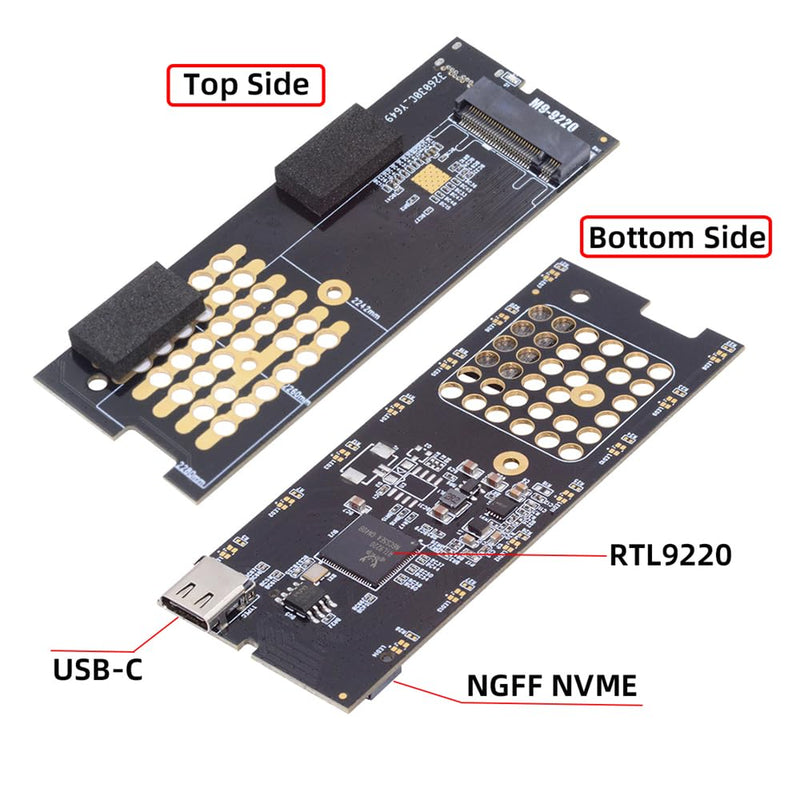 Type-C USB3.2 USB4 20Gbps to M-Key M.2 NGFF NVME SATA SSD PCBA Enclosure 2280/2242/2260mm RTL9220 type-c to M-key 2280/2242/2260mm