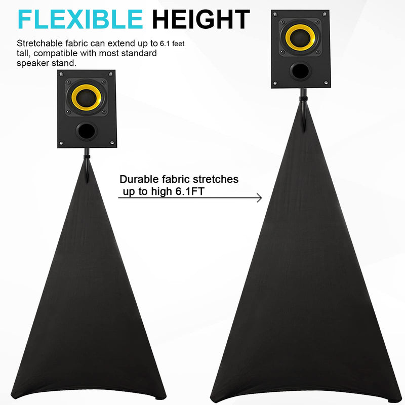 Speaker Stand Cover with 360 Degree Tripod Stand Skirt Skrim Stretchable Lycra Fabric Covers with Free Storage Bag Two Pack Black Black-Two pack