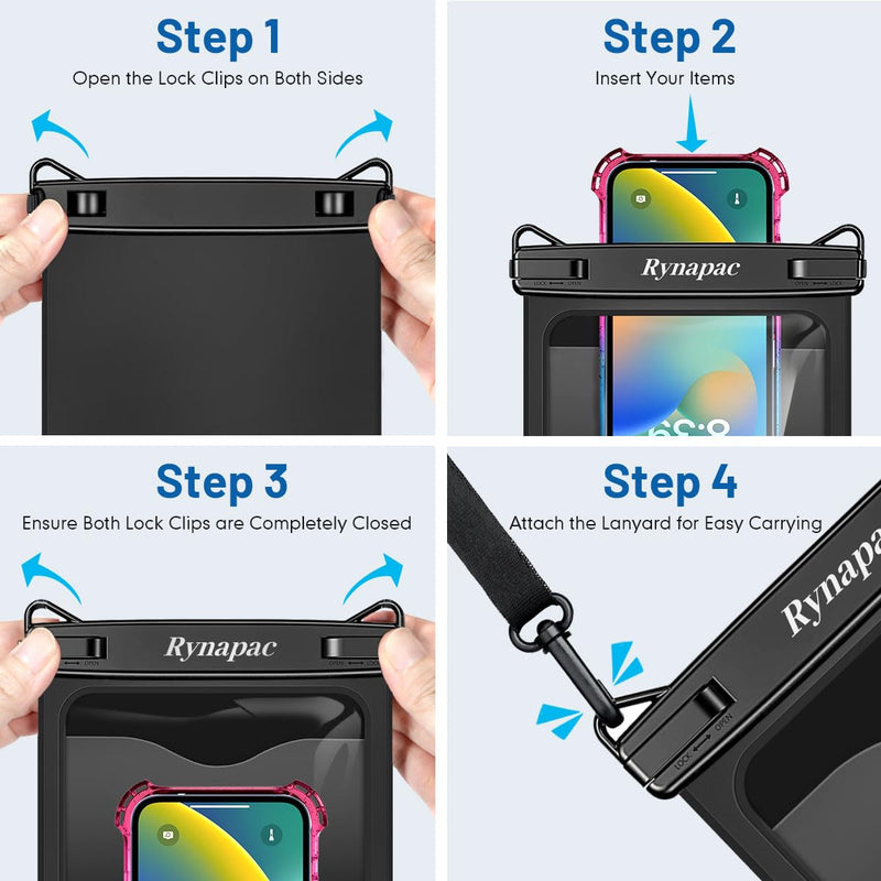 [Up to 10"] Large Waterproof Phone Pouch Bag - 2Pack Waterproof Phone Case for iPhone 15 Pro Max 14 13 12 Galaxy S23 S22 S21, IPX8 Cell Phone Water Protector Pouch Beach Essentials Vacation Must Haves Extra Large [10-inch]