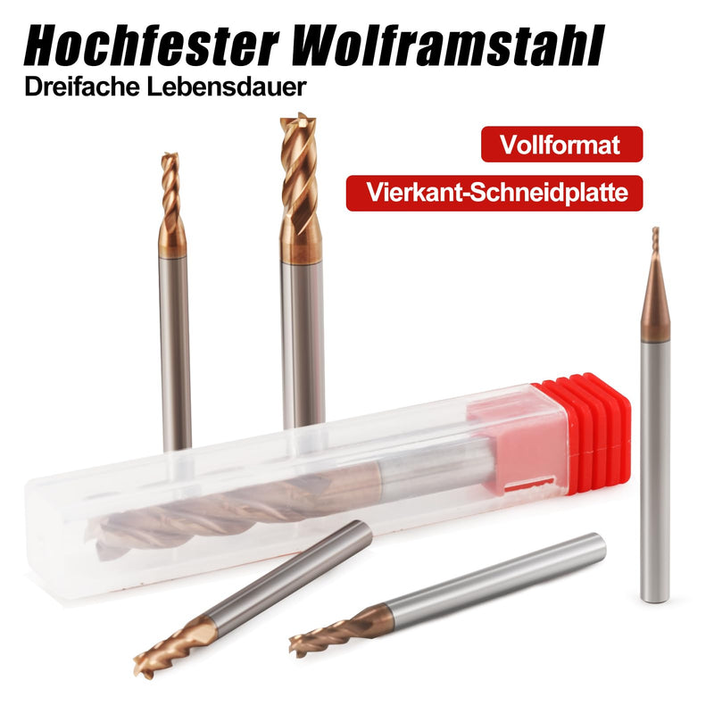 CNC Milling Cutter 2.5 mm Carbide AlTiN 55HRC 4 Flute for Roughing/Finishing Solid Carbide End Mills Tungsten Carbide Pack of 5 D2.5x7.5xD4x50L