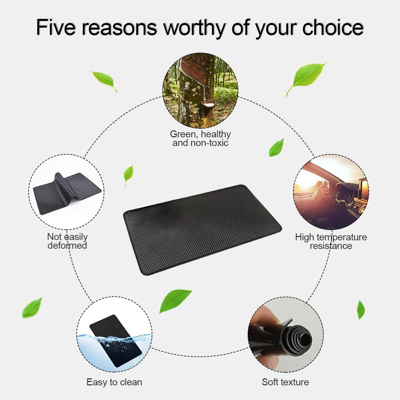 Car Dashboard Anti-Slip Mat, 10.6" x 5.9" Universal PVC Sticky Adhesive Pad for Auto, Multifunctional Vehicle Dash Strong Gripping Pad for Cell Phones Sunglasses Keys GPS Coins (Grid) Grid