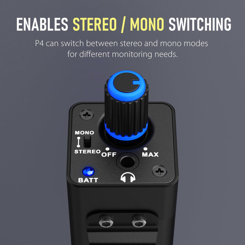 P4 Wired in-Ear Monitor IEM Amplifier Portable IEM Quickly Switch Stereo Mono for Drummer,Band,Studio