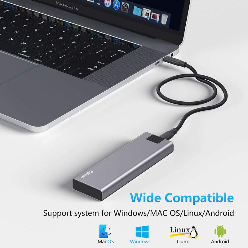 M.2 NVME SATA SSD Enclosure Adapter Tool-Free, RTL9210B Chips, USB C 3.1 Gen 2 10Gbps NVME, 6Gbps SATA PCIe M-Key(B+M Key), Support UASP Trim for SSD Size 2242/2260/2280