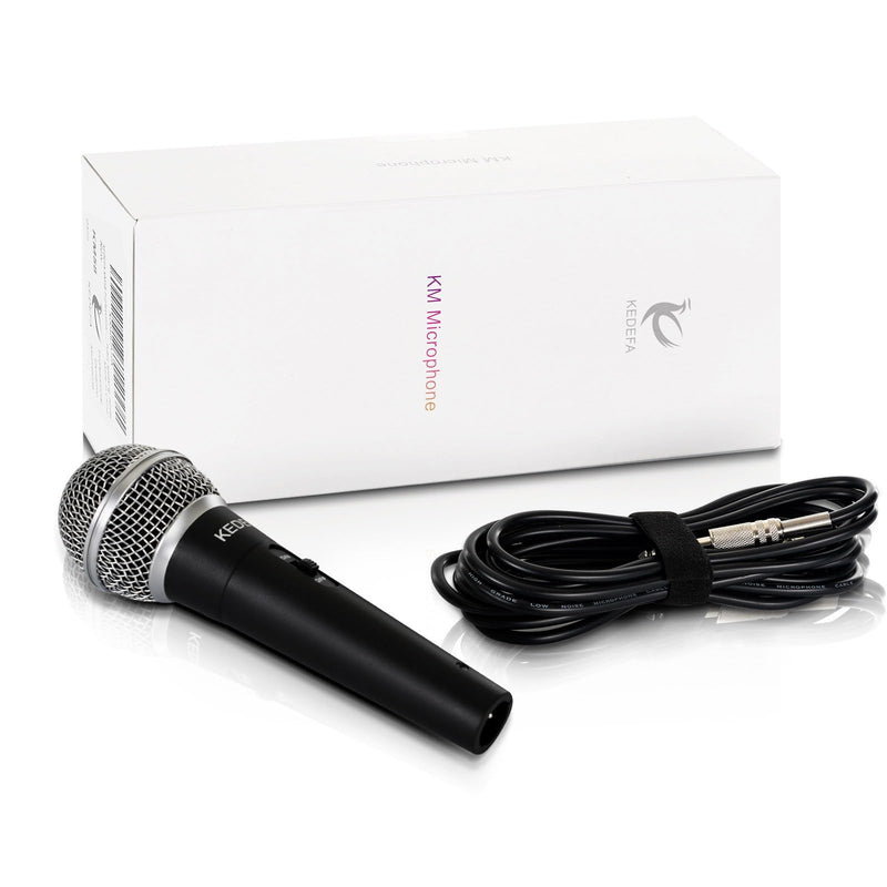 KM58 Handheld Wired Karaoke Microphone, Cardioid Dynamic Vocal Mic with 13.12ft Detachable XLR Audio Cable and ON/Off Switch, for Karaoke Singing Machine, Speaker