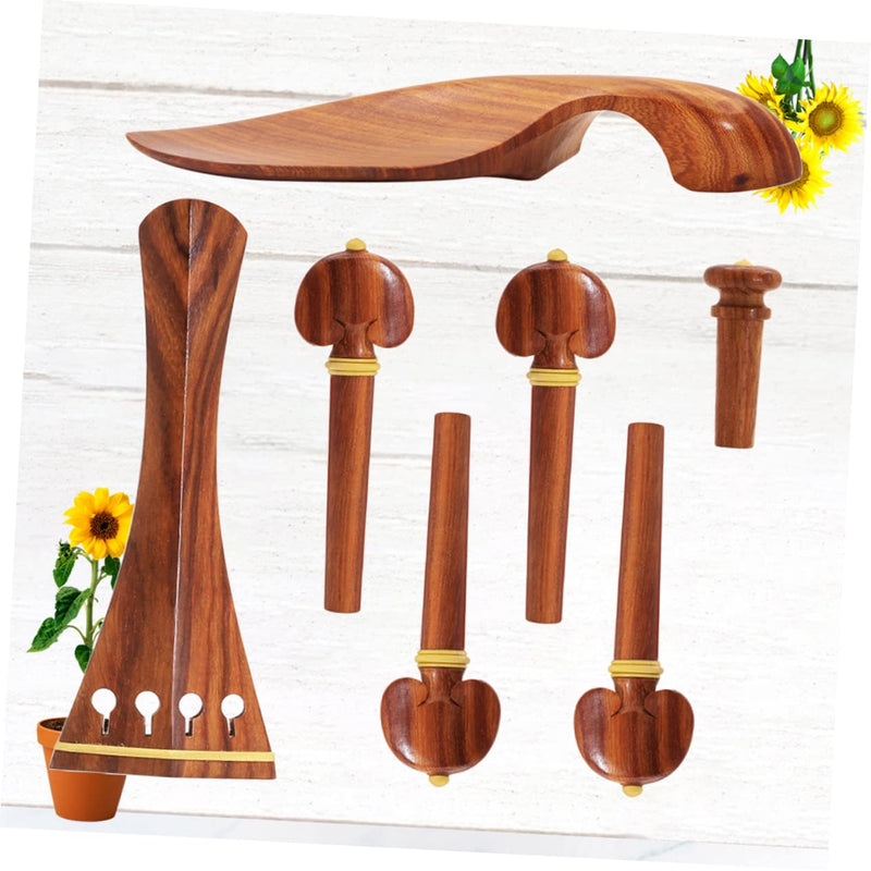 [AUSTRALIA] - Yardwe 4/4 Violin Accessories Set with Jujube Wood Tailpiece Chinrest Endpin and Pegs Comfortable Chin Rest for Beginner Violin Players 