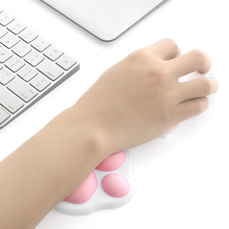 ProElife Cute Mouse Wrist Support Pad Cat Paw Pattern, Comfortable Soft Wrist Rest Hand Pillow Relief Hand’s Pain with Non-Slip Rubber Base 4.3'' x 3.7'' for Home, Office Computer Laptop (White) White