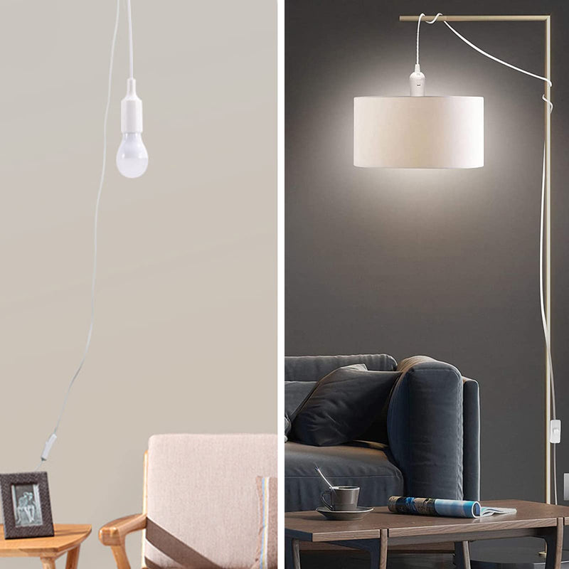E27 Lamp Holder with Switch Socket Adapter and 3.5 m Power Cable, Lamp Base E 27 Socket Lamp Suspension White for Ceiling Light, Pendant Light and much more