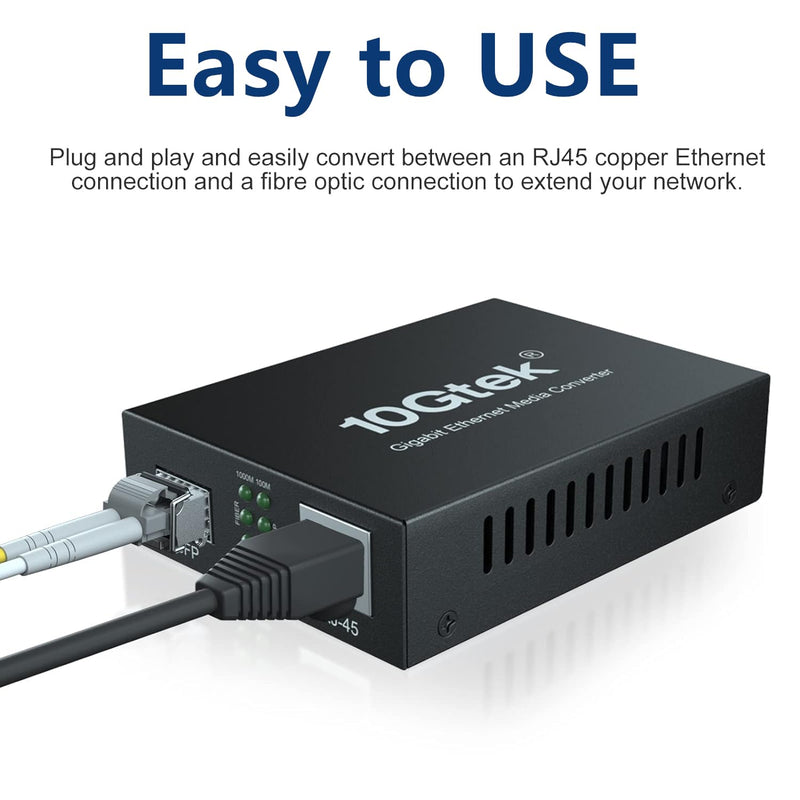 Gigabit Media Converter LC, SFP Port, Single Mode Fiber to Ethernet Converter for 10/100/1000Base-Tx to 1000Base-LX, with a SFP LX Transceiver (1000Base-LX), LC Fiber Slot, 20km, 1310-nm, SMF Kit #2: SFP 20km x1