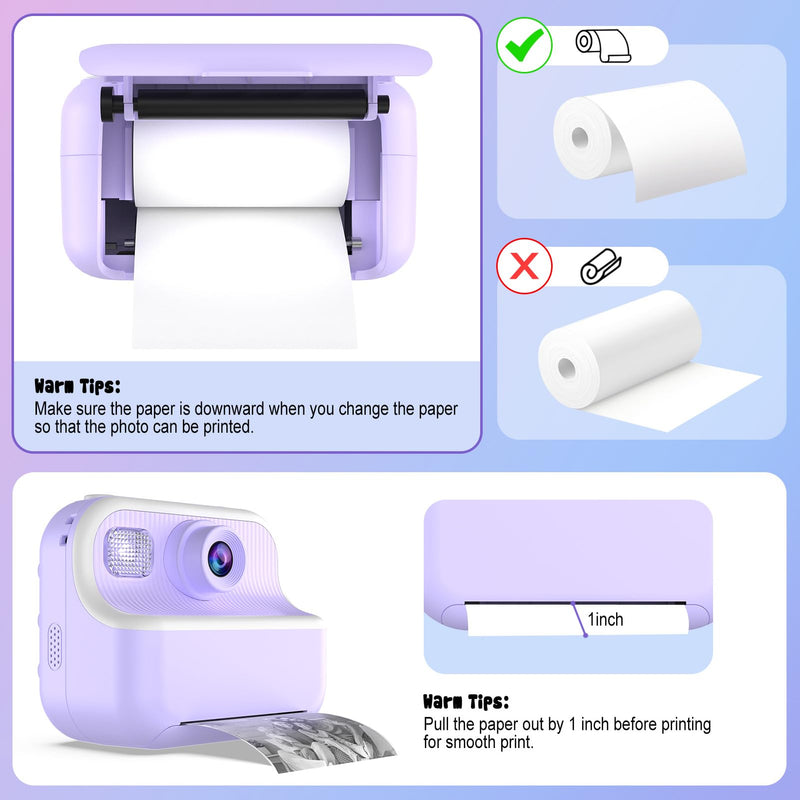 Printer Paper for Kids Instant Print Camera - Thermal Printing Paper Set Refill Replace Printer Paper - Printing Paper Replacement 6 Rolls for TOZDTO Toddler Printing Camera Printing Ppaer, 6 rolls
