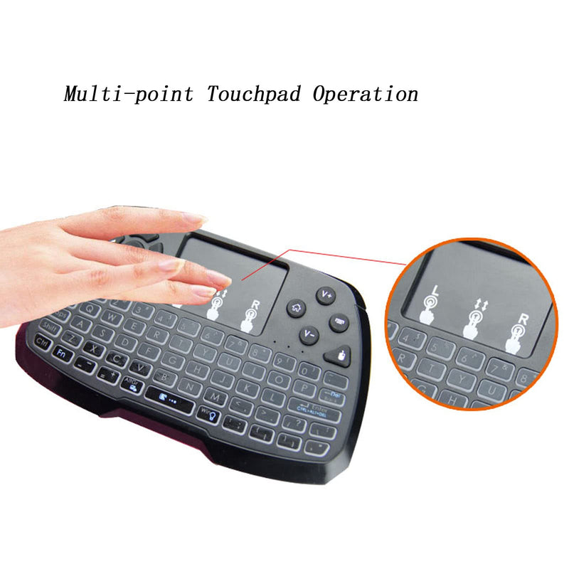 Miritz 2.4GHz Wireless Mini Keyboard with Mouse Touchpad Remote Control, LED Backlit Colorful, USB Liion Battery Charging Black