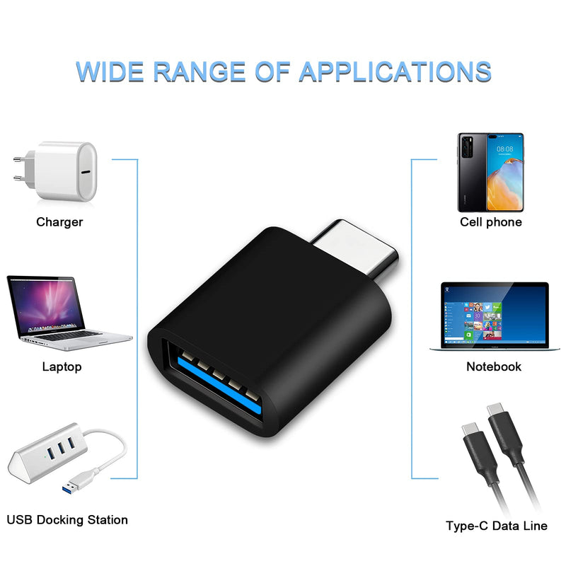 USB C to USB Adapter, Type C Thunderbolt 4 OTG Converter,USB C Male to USB 3.0 Female Adapter(3 Pack) for Apple MacBook Pro,Mac Book,iPad,Samsung Galaxy S20-S23 and More(Black) USB C to USB 3PCS (Black)