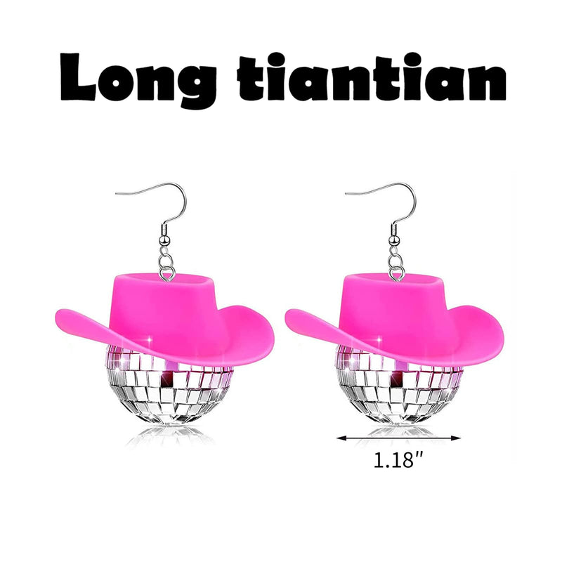 Disco Ball Earrings 70s 80S 90S Disco Outfits for Women Disco Outfits Accessories Tour Party Dress Sparkly Cowgirl Mirrorball Concert Jewelry Gifts B:disco ball earrings-pink