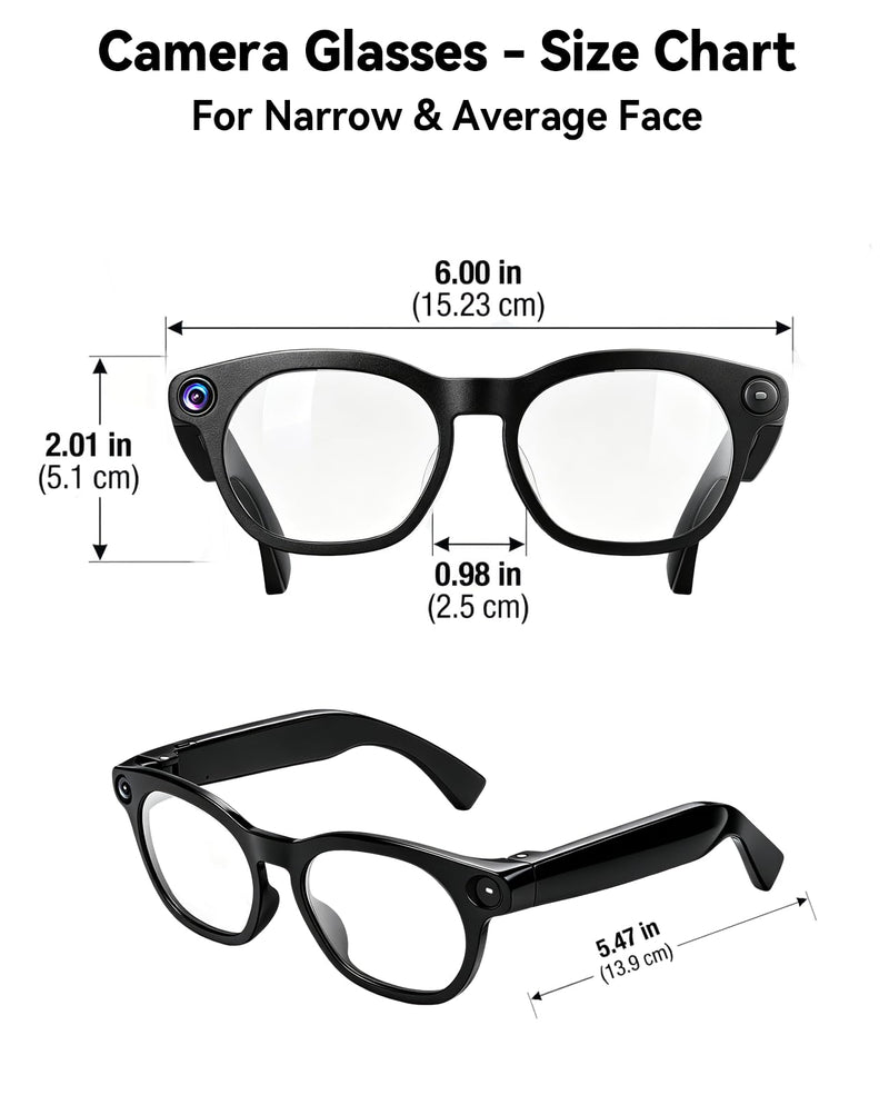 AI Smart Glasses with 8MP Camera, HD Video Recording, Real-Time Translation | Photo Capture, AI Voice Assistant, Object Recognition, Open-Ear Music, Bluetooth Calls Matte Black
