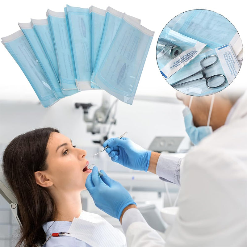 [AUSTRALIA] - Disposable Sterilisation Bags, 100 x Sterilisation Bags 9 x 16.5 cm with Sealing Sterilising Bag, Sterilising Bag for Autoclaves, Self-Adhesive, Sterilising Bags for Autoclaves 