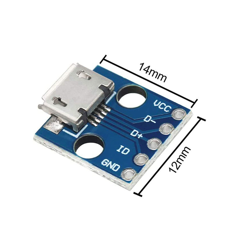 [AUSTRALIA] - RUNCCI-YUN Pack of 20 USB to DIP Adapters, 2.54 mm Micro USB Socket, 5-Pin B-Type, PCB Converter Module Board, for DIY USB Power Supply/Breadboard 