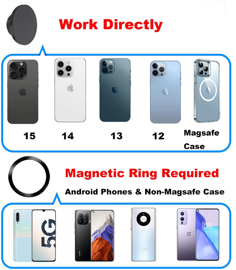 Magnetic 1" Car Phone Holder for RAM B Size Mount, Compatible with Magsafe and 1 inch (25mm) Ball Conector