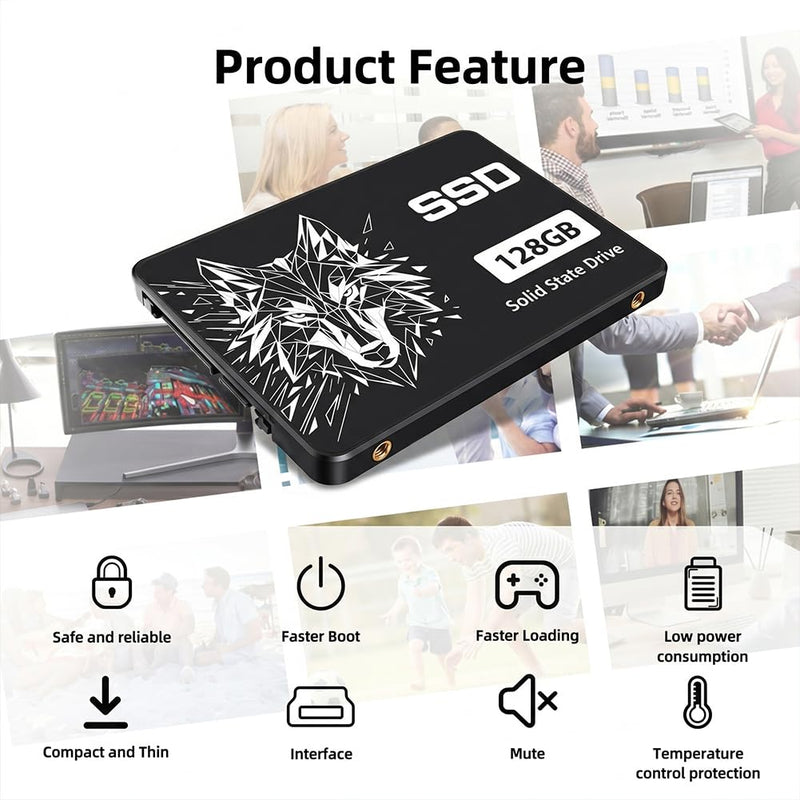 128GB SSD Internal Solid State Drive 2.5" SSD SATA III 6Gb/s, 550MB/s Read Speed 3D TLC NAND for Laptop and PC Desktop Performance Boost (Style E)