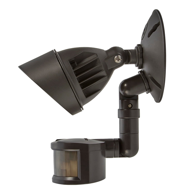 [AUSTRALIA] - Maxxima LED Outdoor Flood Wall Light, Exterior Security Light with Adjustable Head, 800 Lumens, Featuring Motion Sensor and Dusk to Dawn Sensor, 3000K Warm White, Brown Fixture 