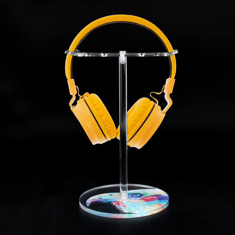 Acrylic Headphone Stand Headset Holder,Transparent Desktop Gaming Headset Stand Hanger Rack for Desk with 2 Earphone Hangers(Color Eagle/Hawk) Color Eagle/Hawk