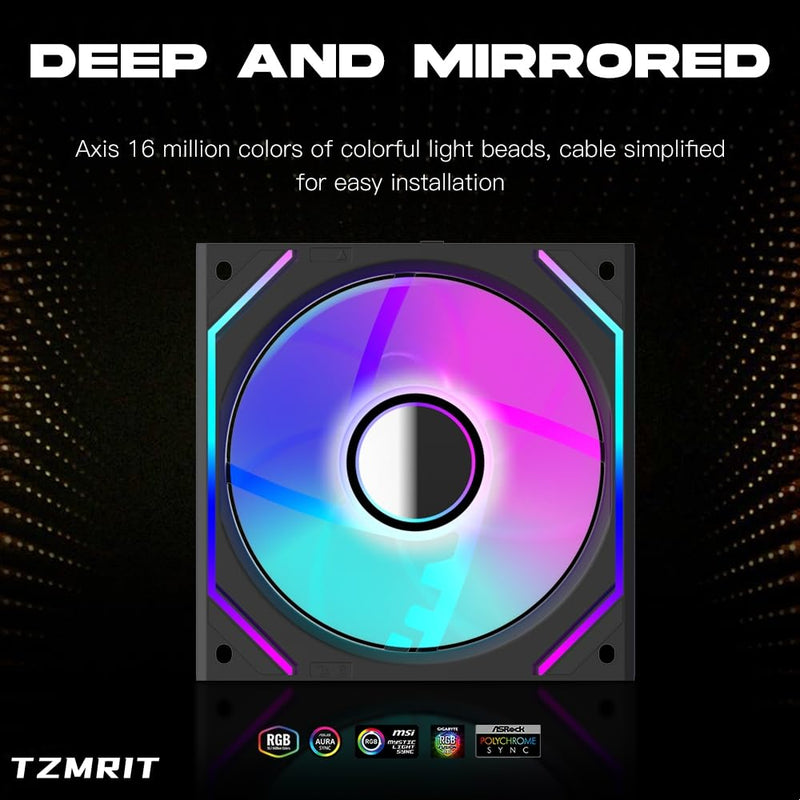 [AUSTRALIA] - TZMRIT Interstellar-V2 Infinity Mirror ARGB PWM Fan 120 mm Black, RGB Fan 120 mm, Triple Pack (Black) Black-V2 