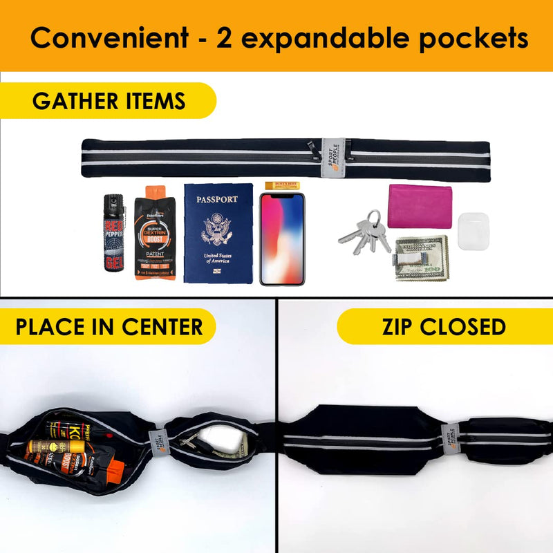 Running Belt for Women and Men, Reflective Phone Holder, No Bounce Running Fanny Pack, Waist band, Fitness Storage Belt, Reflective Runners belt, Money belt (Grey Steel + Race belt Set) Grey Steel + Race belt Set