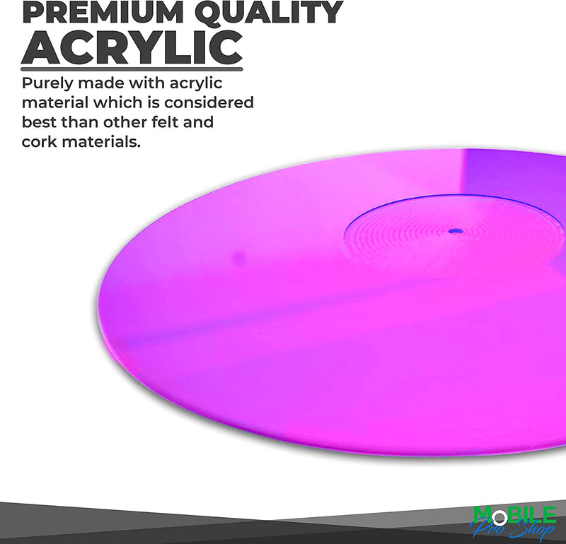 Acrylic Turntable Mat - Acrylic Slipmat for Vinyl LP Record Players - Improves Sound Quality & Provides Tighter Bass - Anti Static Platter mat (Purple_lit) Purple_lit