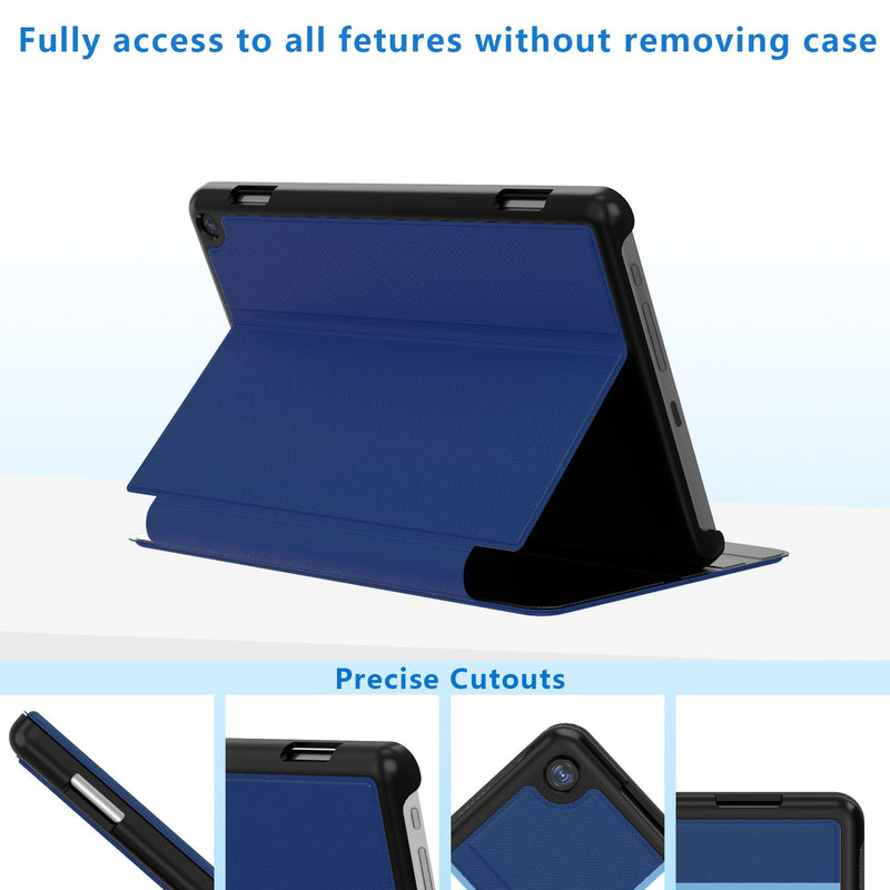 Case for All-New Fire HD 8 & 8 Plus Tablet(12th/10th Generation, 2024/2022/2020), SHREBORN Multi-Gear Adjustable Stand Tablet Covers with Auto Wake/Sleep,Incompatible with iPad Alcatel TCL-Navy Blue Navy Blue