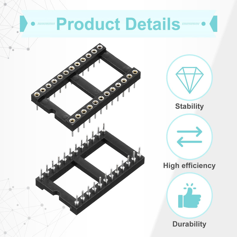 QUARKZMAN DIP IC Chip Socket Adapter 24 Round Pin IC Assortment Kit 2.54 mm / 0.1 Inch Pitch for Breadboard Project, PCB Board Design, Pack of 8