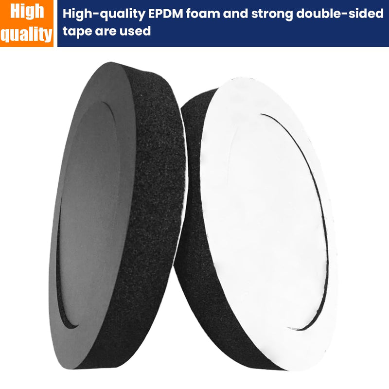 4 Pcs 6.5" Foam Speaker Enhancer, Car Door Foam Speaker Rings Blocker, Self Adhesive Soundproof Sponge Kit, Bass Blocker Pad with High Rebound for Stereo Audio Speaker