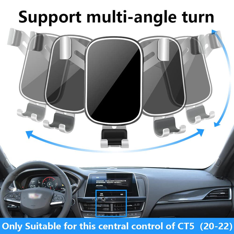 LUNQIN Car Phone Holder for Cadillac CT5 2020 2021 2022 2023 2024 2025 2026 and CT5-V 2020-2026 Auto Interior Accessories Cell Phones Mount Cellphone Mobile Cradle Charging Navigation GPS Screen Stand
