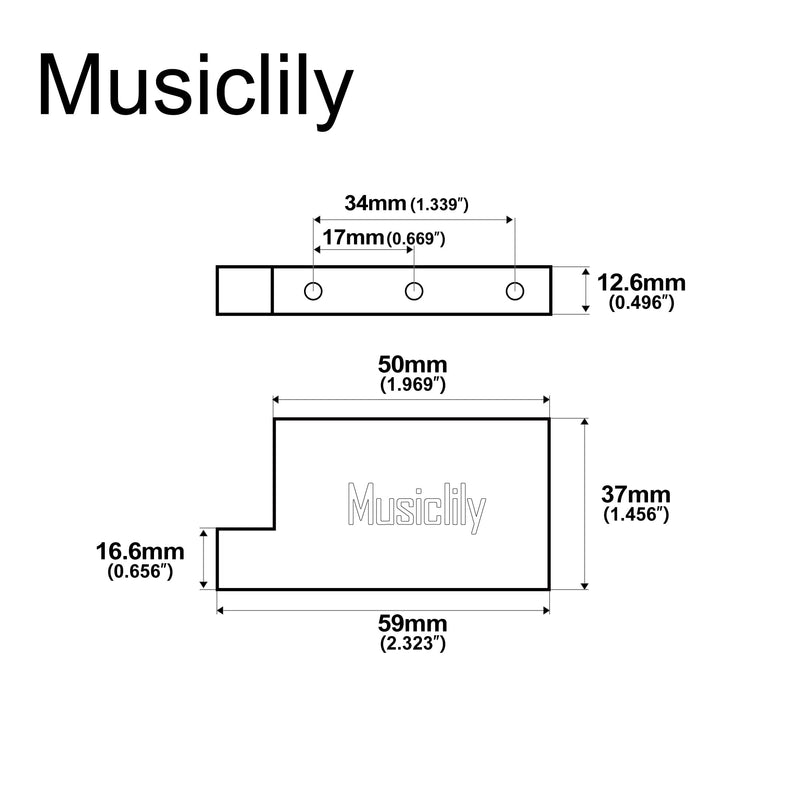 Musiclily Ultra Solid Fat Brass L Shape Tremolo Block for Floyd Rose Locking Tremolo Bridge, 37mm Tall 37mm Brass