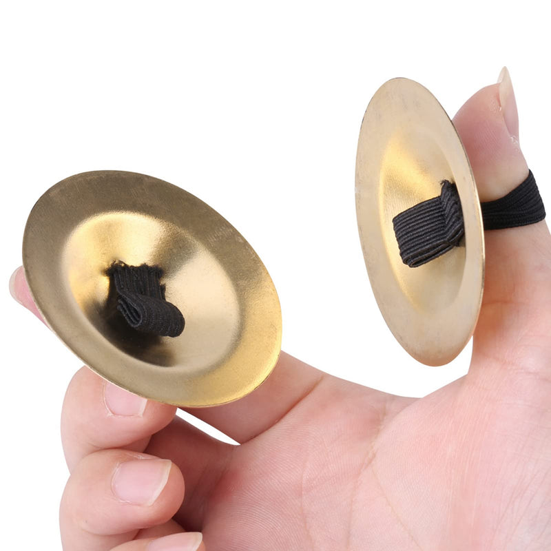 Finger Cymbals, 2pcs Belly Dance Finger Cymbals Brass Finger Dancing Zills Musical Instrument Dancing Accessory for Dancer Party, Single Hand Operation Only