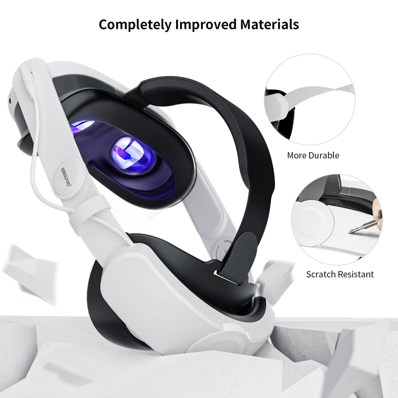 ANNAPRO Battery Head Strap Compatible with Meta Quest 3, Elite Strap with 6500mAh Battery for Oculus/Meta Quest 3 Accessories, Enhance Comfort and Extend Playtime White
