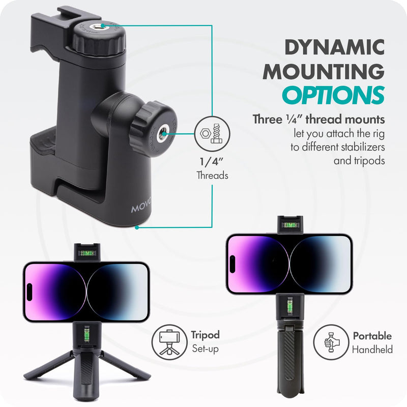 Movo VSK3 Wireless Vlogging Kit for iPhone: YouTube Starter Kit for Content Creators with Wireless Microphone, LED Light, Hand Grip & Mini Tripod - iPhone Vlogging Kit