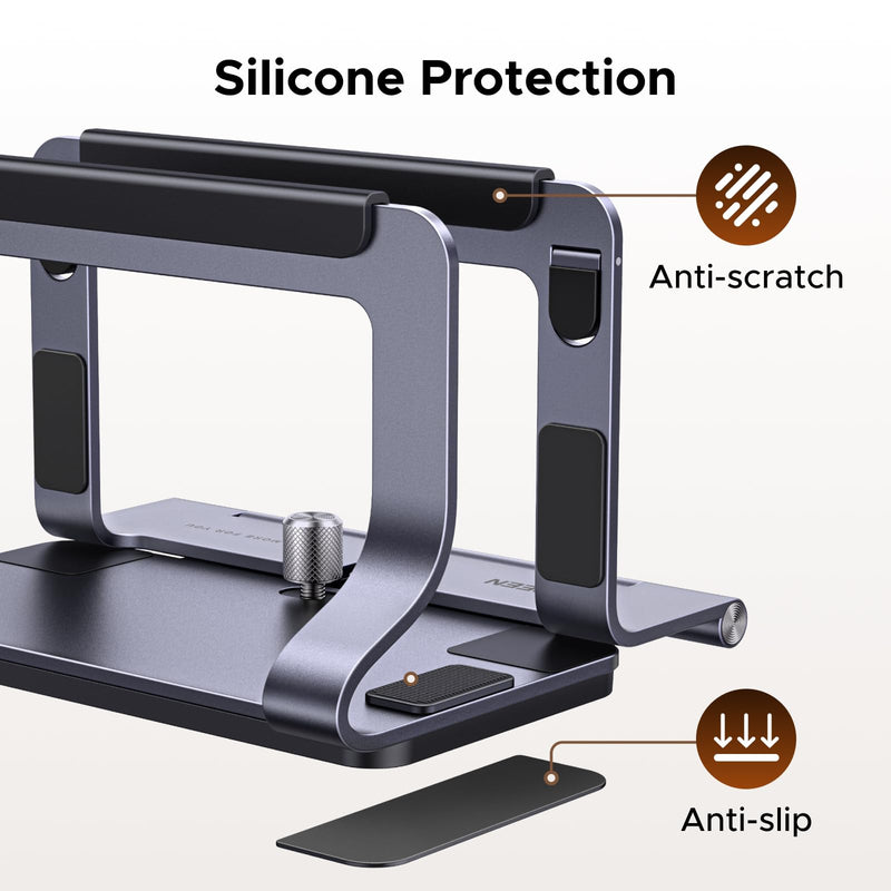 UGREEN 2-in-1 Laptop Stand for Desk, Horizental & Virtical Laptop Holder | Durable Aluminum Stand for Stability with Silicone Protection, Fits 13-16.2 inch Laptops and Tablets, Grey