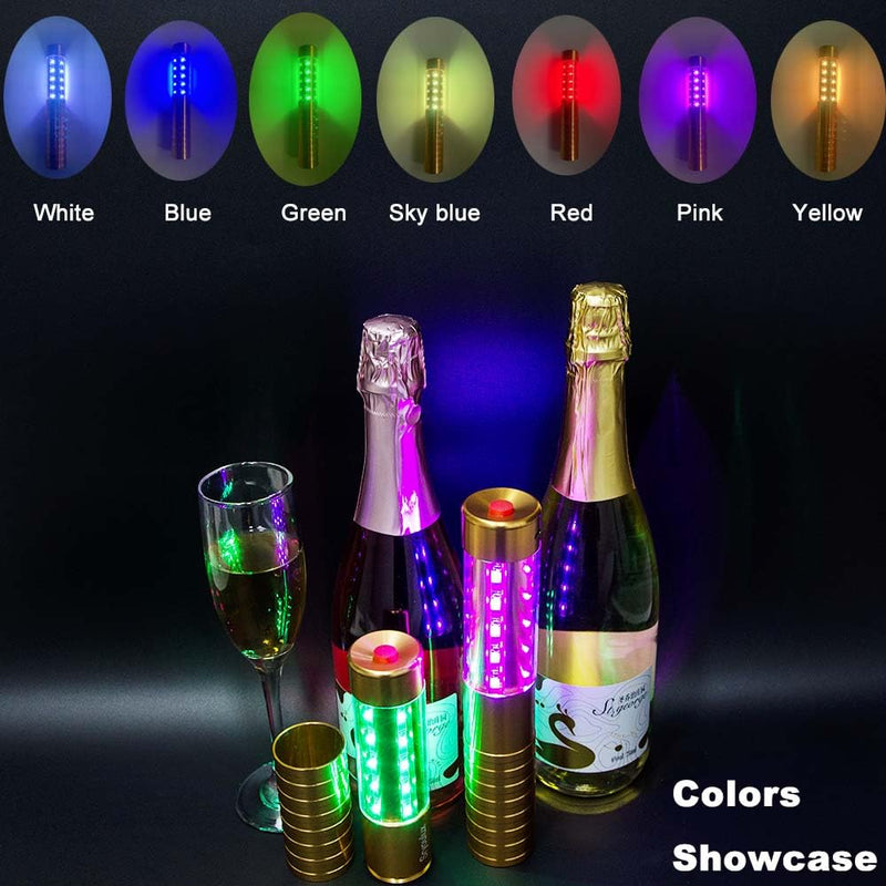 2pcs RGB Handheld Strobe Lights Champagne Bottle Sparklers led Strobe Baton Bottle Service Lights for Club Bar Pub Wedding KTV Party Disco Festival Concert Event (Gold) Gold