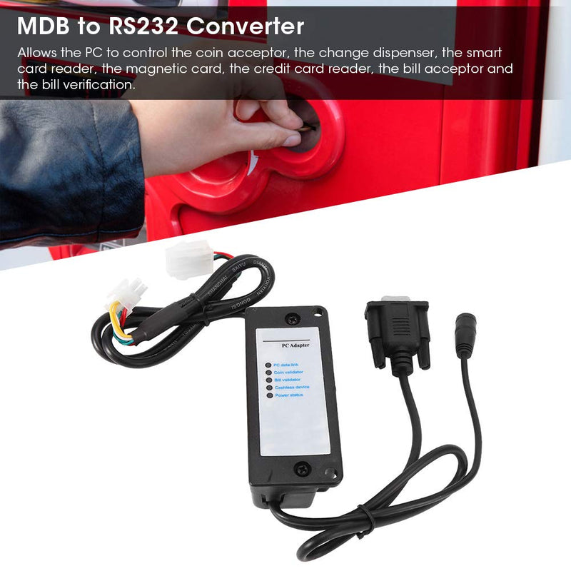 Estink MDB to RS232 Converter, ABS Plastic MDB Payment Device to PC Converter RS232 Adapter Bill Acceptor Computer Serial Port Transfer Box for Connecting MDB Receivers